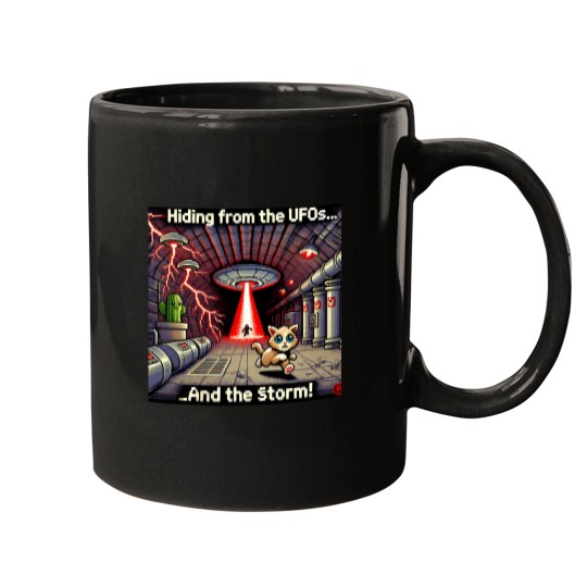 Discover Cat Ufo Selfie Red Planet (Pixel Artcat Alien Spaceshipred) Le tits now Mugs