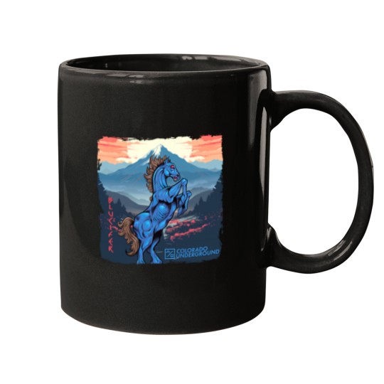 Discover Blucifer LaserEyed Demon Horse at DIA Colorado Underground Mugs