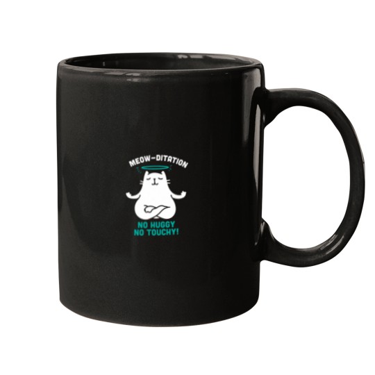 Discover Meow-Ditation No Huggy No Touchy - funnys Cat Yoga Illustration Mugs