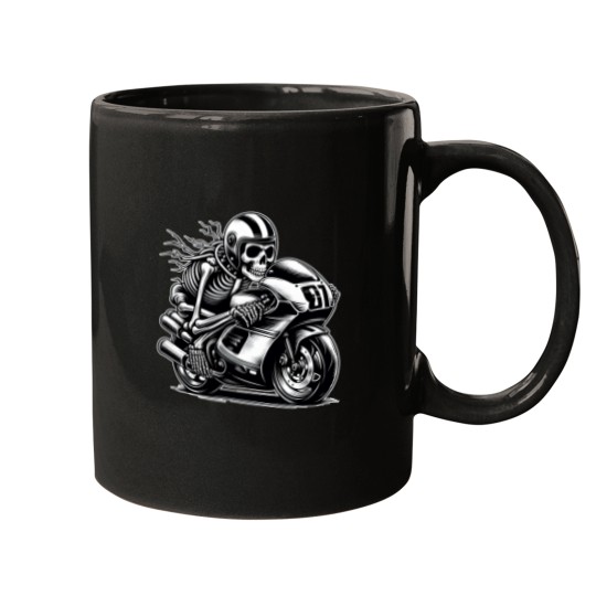 Discover Skeleton Dark Motorcycle Racing Byker Racing Car Naascar Moto Gps Chopper Ogirdor Mugs