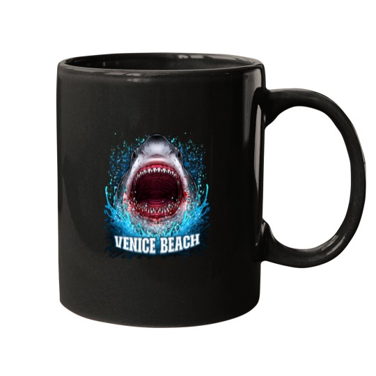 Discover Venice Beach Florida Vacation Great White Shark Beach Trip Mugs