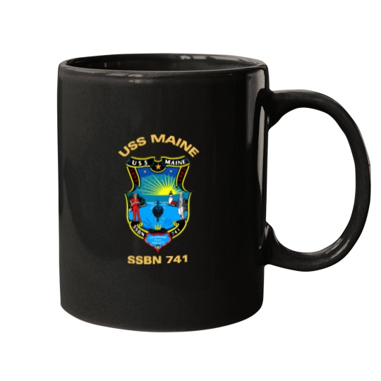 Discover USS Maine (SSBN-741) Crest For Dark Colors   T-Shirt Mugs