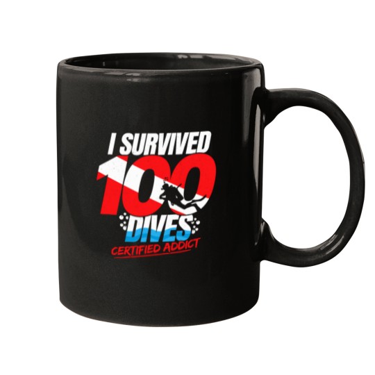 Discover 100Th Dive Gift 2Diver Down Flag 2Funny Scuba Diving T-Shirt Mugs