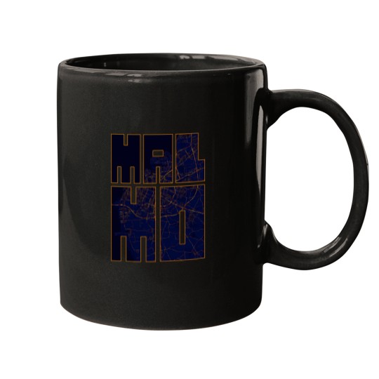 Discover Malmo Sweden Map - City At Night T-Shirt Mugs