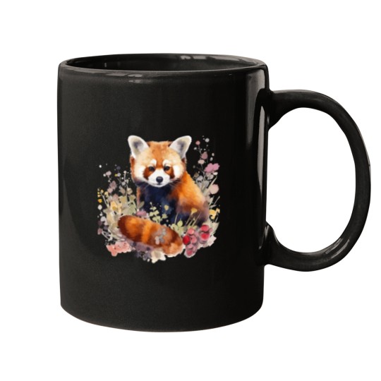 Discover Watercolor Flowers - Red Panda Mugs