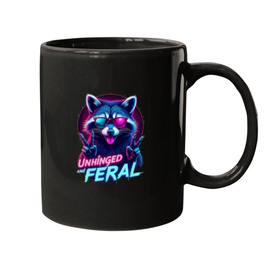 Discover Cyberpunk Raccoon Unhinged And Feral Vaporwave Aesthetic Mugs