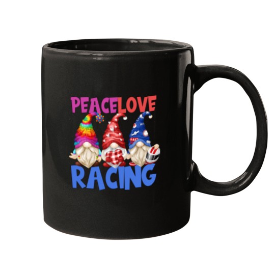Discover Race Car Driver Funny Gnomes For Women Peace Love Racing Mugs