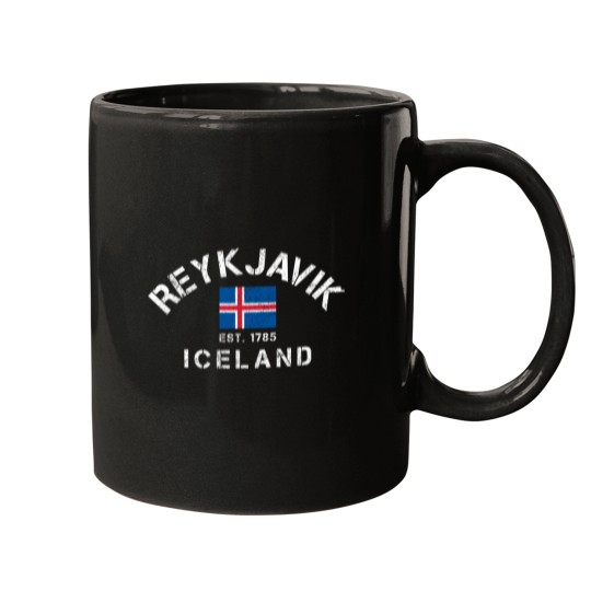 Discover Reykjavik Iceland EST. 1785 Flag Souvenir Gift Mugs