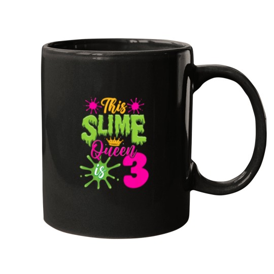 Discover Kids-This-Slime-Queen-Is-3-Slime-3Rd-Birthday-T-Shirt Mugs
