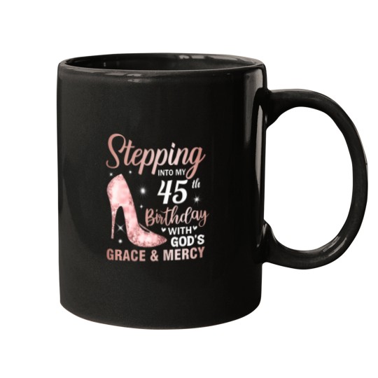 Discover Stepping-Into-My-45Th-Birthday-Shirt-Women-45-Year-Old-Bday-T-Shirt Mugs