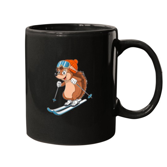Discover Cute-Hedgehog-Skiing-In-Winter-Sports-T-Shirt Mugs