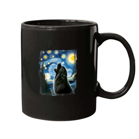 Discover Newfoundland-Dog-Artistic-Van-Gogh-Starry-Night-Newfoundland-T-Shirt Mugs