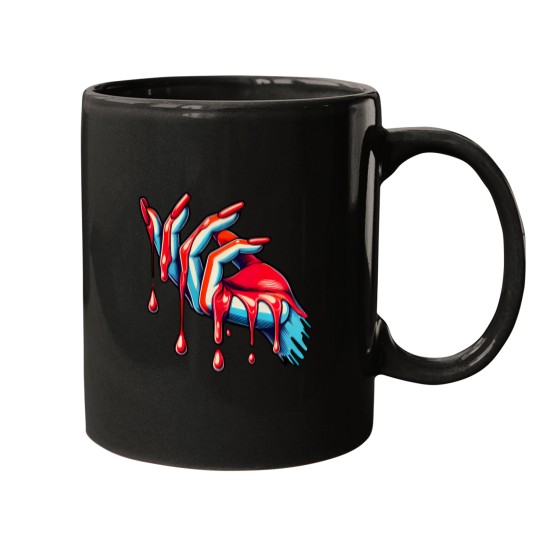 Discover Dripping Crimson: Red Painted Nails Mugs