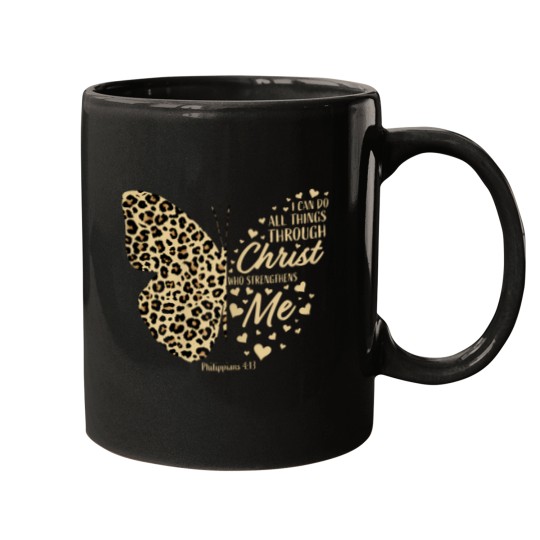 Discover Christian-Bible-Verse-Butterfly-Cheetah-Mom-Women-Teen-Girls-T-Shirt Mugs