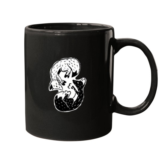 Discover Twin Foxes Black And White 297 Mugs