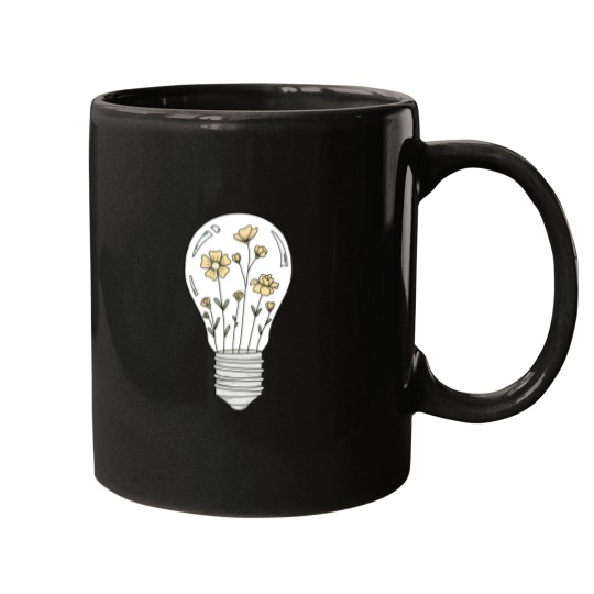 Discover Light Bulb with Yellow Flowers Mugs