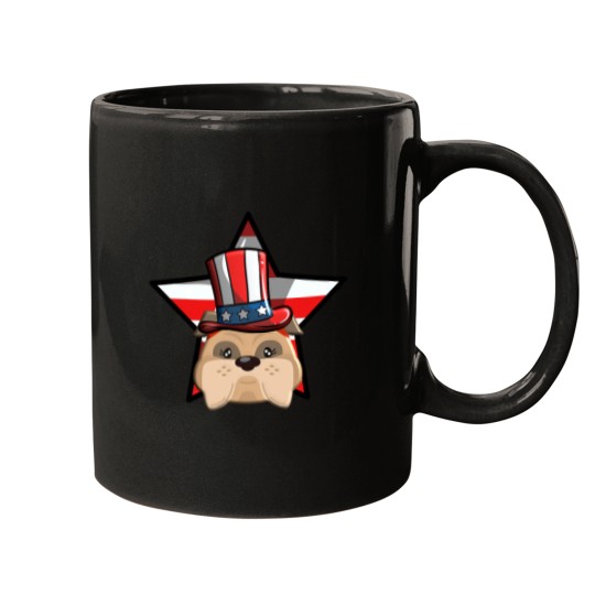 Discover Funny American Bulldog USA Flag Star 4th July Mugs
