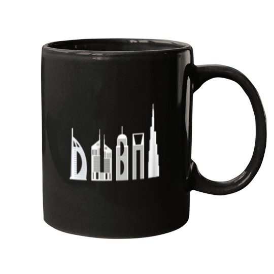Discover Dubai Skyline Famous Buildings Typography Mugs