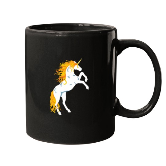 Discover Golden Maned White Unicorn Mugs
