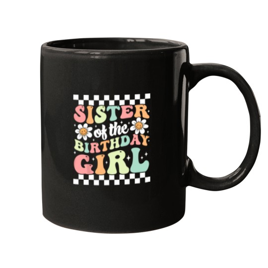 Discover Sister of The Birthday Girl Family Groovy Birthday Party 1 Mugs