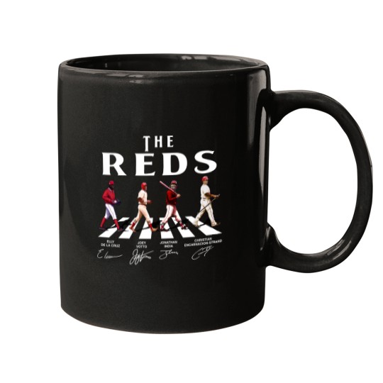 Discover Reds Walking Abbey Road Signatures Baseball Mugs, Elly De La Cruz, Votto, Jonathan India
