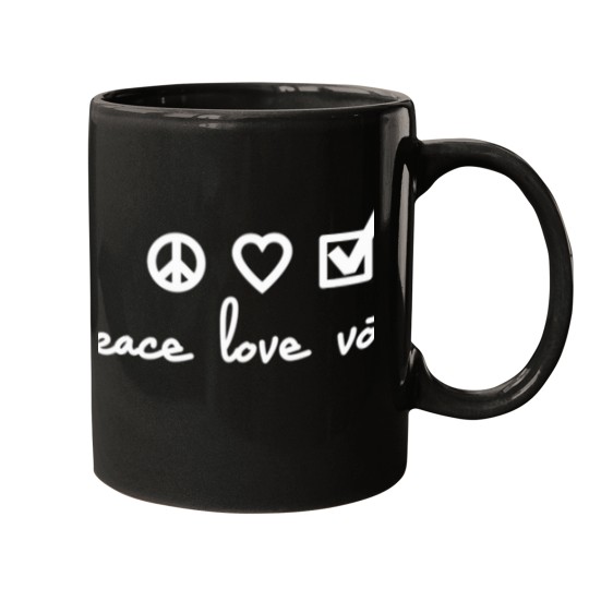 Discover Peace-Love-Vote T-Shirt Mugs