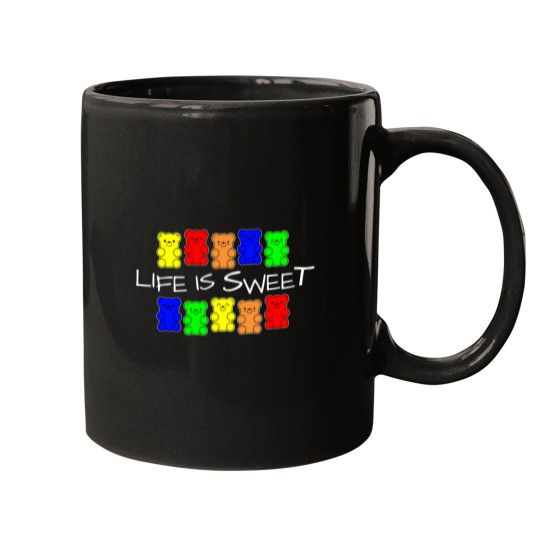 Discover Life is Sweet Gummy bears rainbow colors Mugs