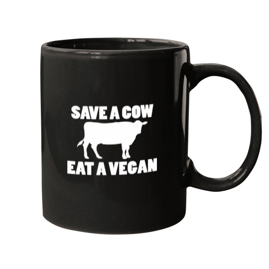 Discover Save a Cow Eat a vegans funnys Vegetarian Joke Mugs