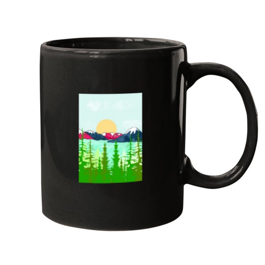 Discover Pink And Blue Mountain Spring Active T-Shirt 1568 Mugs