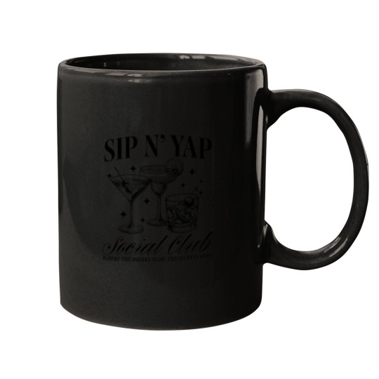 Discover Sip and Yap Funny Yapping Cocktails Mugs