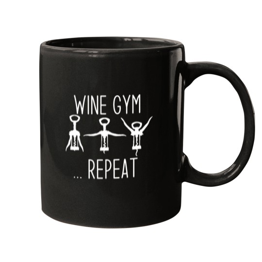 Discover Wines Fun Gym Repeat Funny Wines Screw Workout Humor Sarcastic Mugs