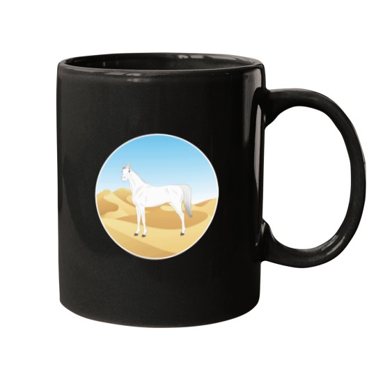 Discover Abbayan horse - white horse with landscape - oriental horse - Yemen horse breeds Mugs