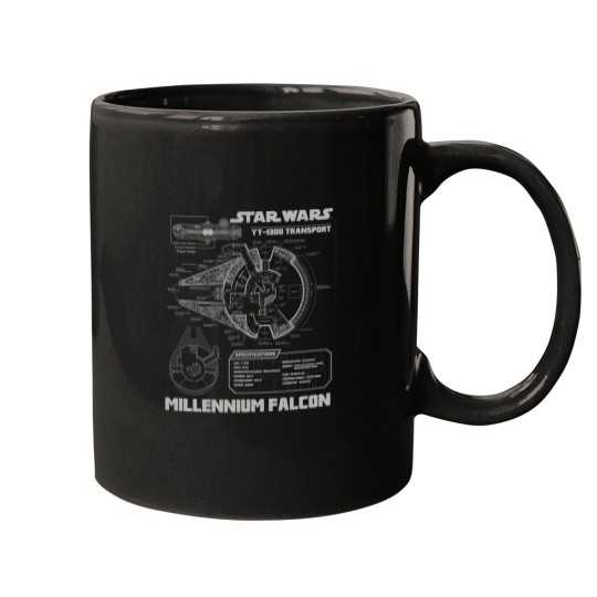 Discover Millennium Falcon Grey Schematics Mugs