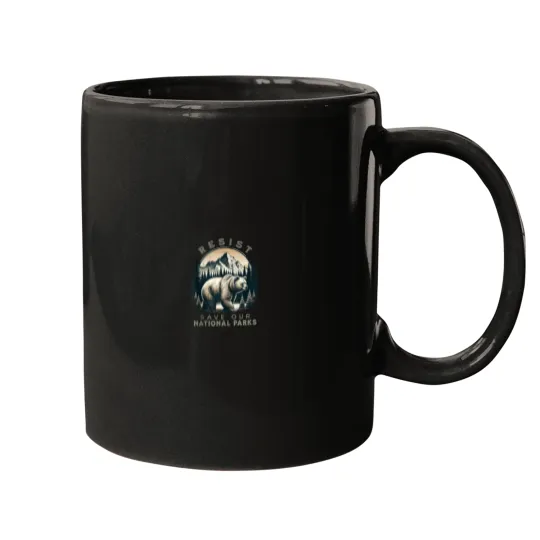 Discover Protect Ousr National Parks Resist Retro Vintages Grizzly Bear Mugs