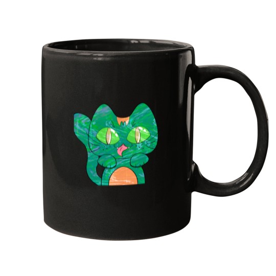 Discover Alien Cat - Greens Mugs