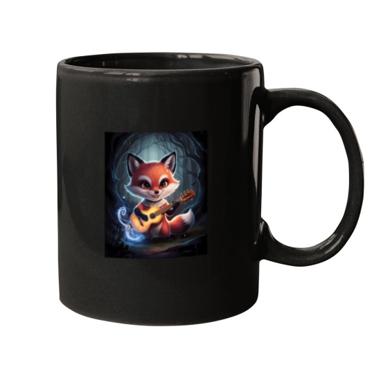 Discover Fox Portrait playing guitar musical character fantasy whimsical Mugs