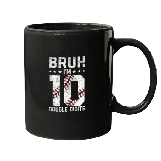 Discover 10th Birthday Baseball Bruh Im Double Digits 10 Years Old Mugs