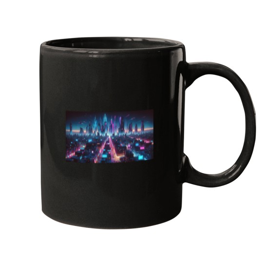 Discover 4778 Cyberpunk Neon Metropolis Active T-Shirt Mugs
