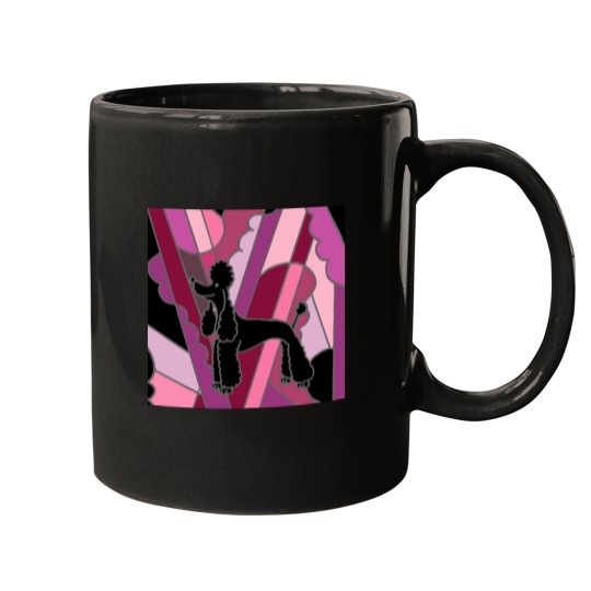Discover Cool-Funky-Black-Poodle-Abstract-Art T-Shirt Mugs