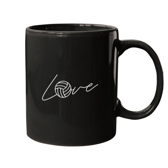 Discover Love-Volleyball-Minimal-Typography-Design-Active-T-Shirt Mugs