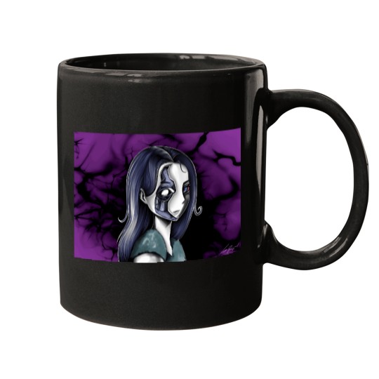 Discover 7509-Dark-And-Mystical-Illustration-Of-An-Anime-Style-Woman-Long-T-Sh Mugs
