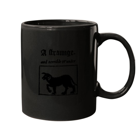 Discover 1057-Black-Shuck-A-Strange-And-Terrible-Wonder-Woodcut T-Shirt Mugs