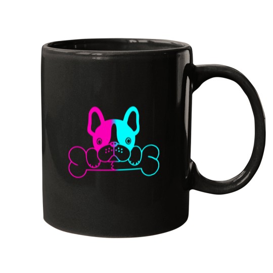 Discover Cute-French-Bulldog-Puppy-With-Bones-(1) T-Shirt Mugs