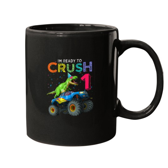 Discover Dinosaur-T-Rex-Monster-Truck-1St-Birthday-1-Yr-Old-Bday-Gift-T-Shirt Mugs
