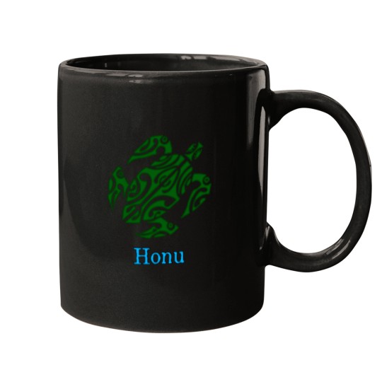Discover Abstract Green Hawaiian Sea Turtle Mugs