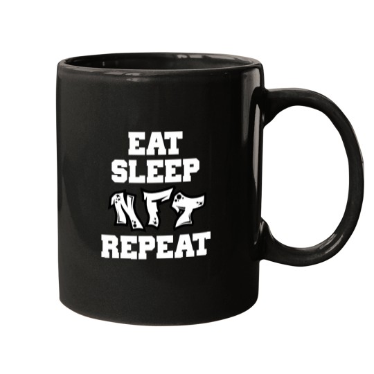 Discover Eat Sleep NFT Repeat Crypto Funny Saying Mugs