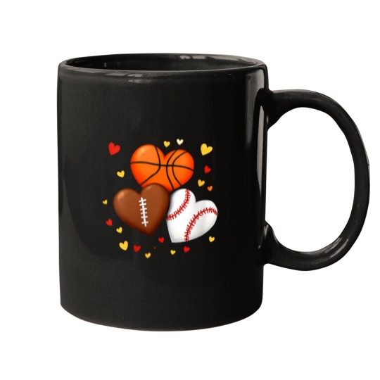 Discover Womens Heart Football Basketball Baseball Valent Mugs