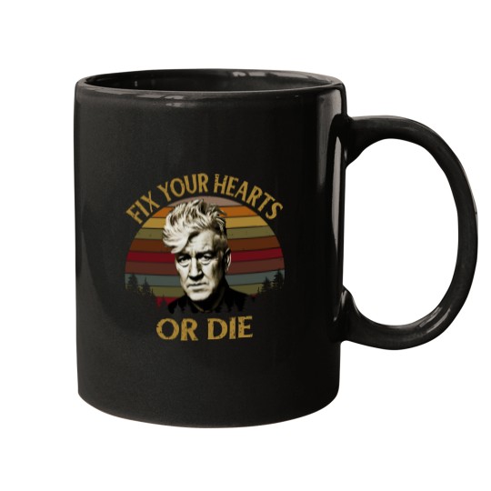 Discover David Lynch Retro Fix Your Hearts Or dies Essential Mugs