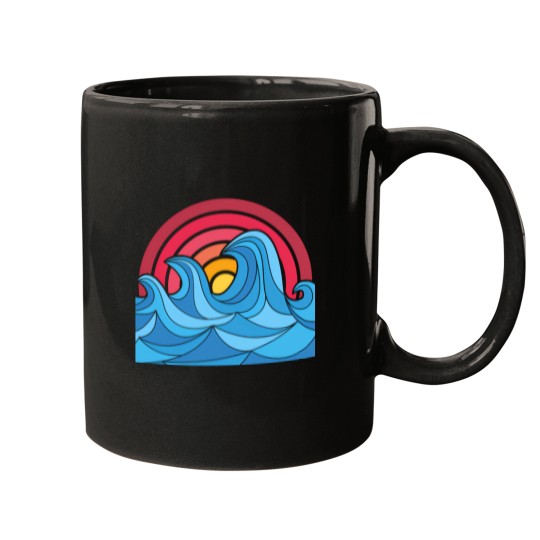 Discover 7300 Abstract Big Waves In The Sunset Active T-Shirt Mugs