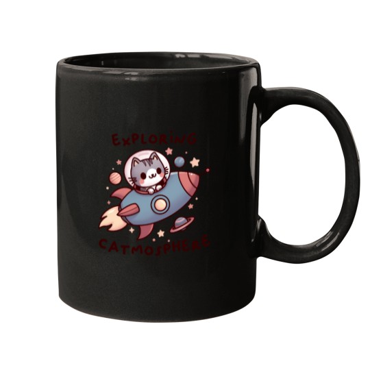 Discover Cute Space Cat Exploring the Catmosphere Mugs